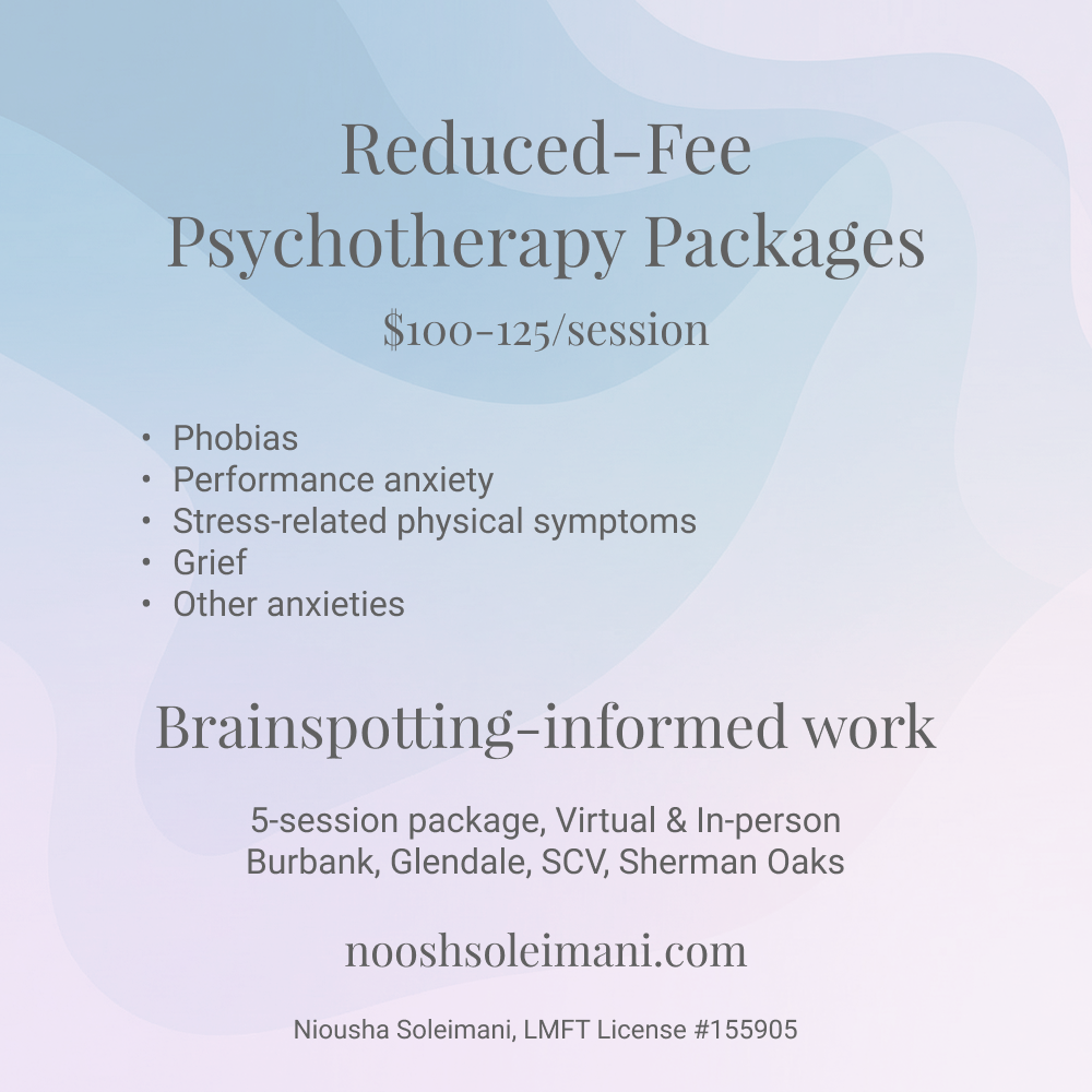 Reduced-Fee Psychotherapy Packages - $100-125/session